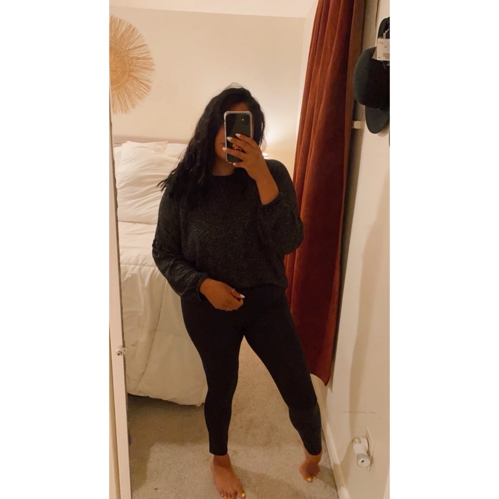 Old Navy Heather Long Sleeve Loungewear Soft Black